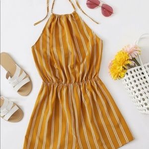 Striped Tie neck boho romper